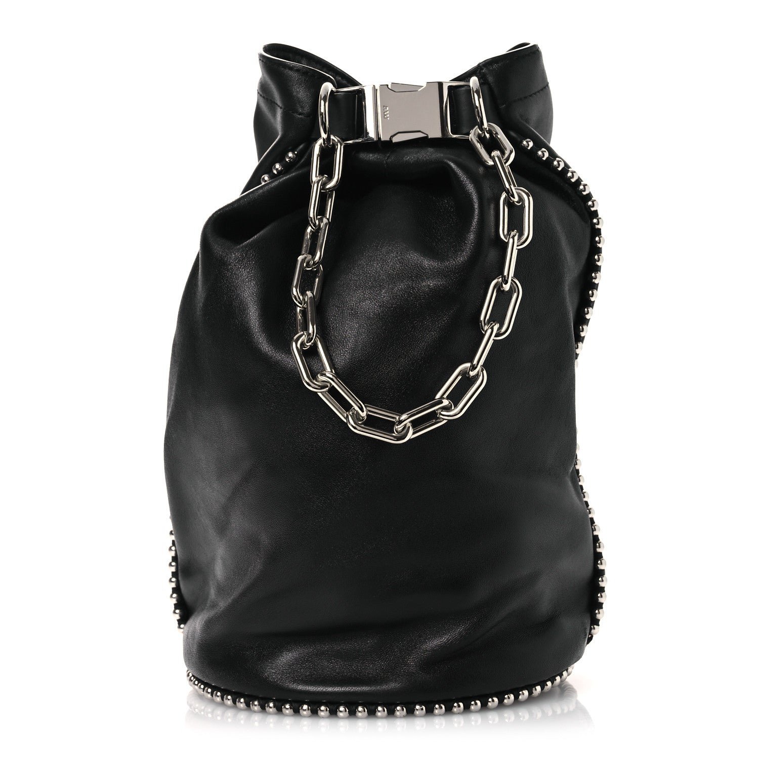 Lambskin Attica Chain Dry Sack Bucket Bag Black
