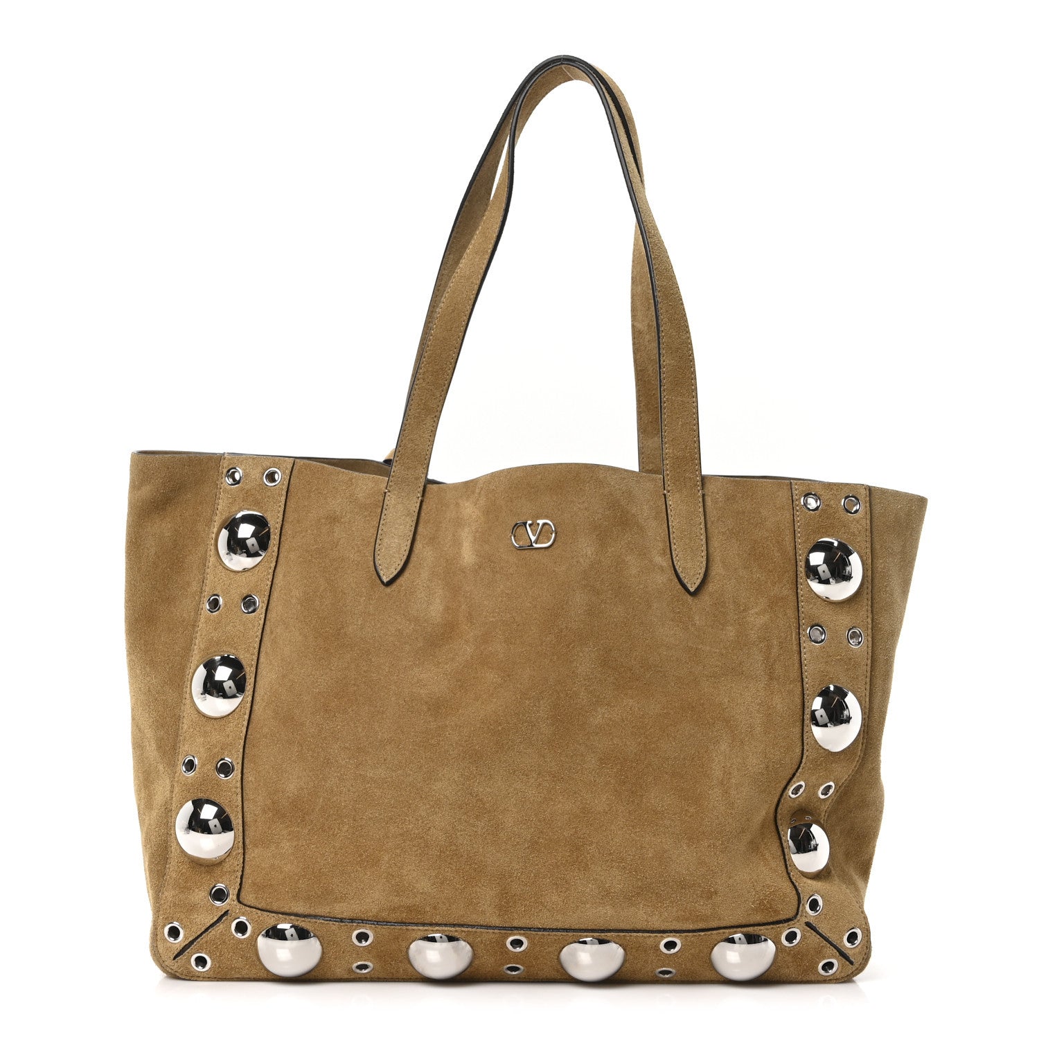 Suede Studded Medium Nellcote Shopping Tote Camel
