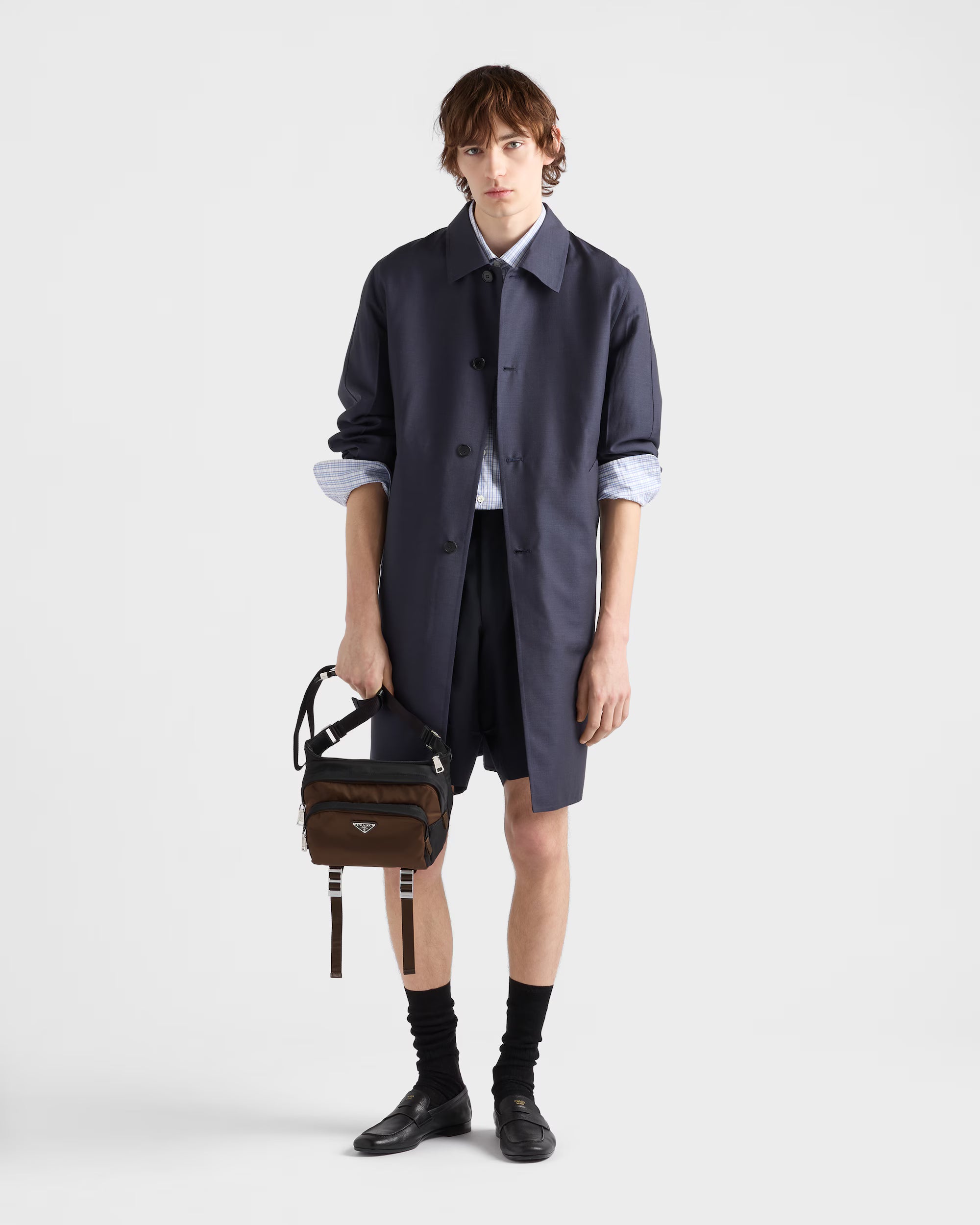 Re-Nylon and Saffiano leather shoulder bag