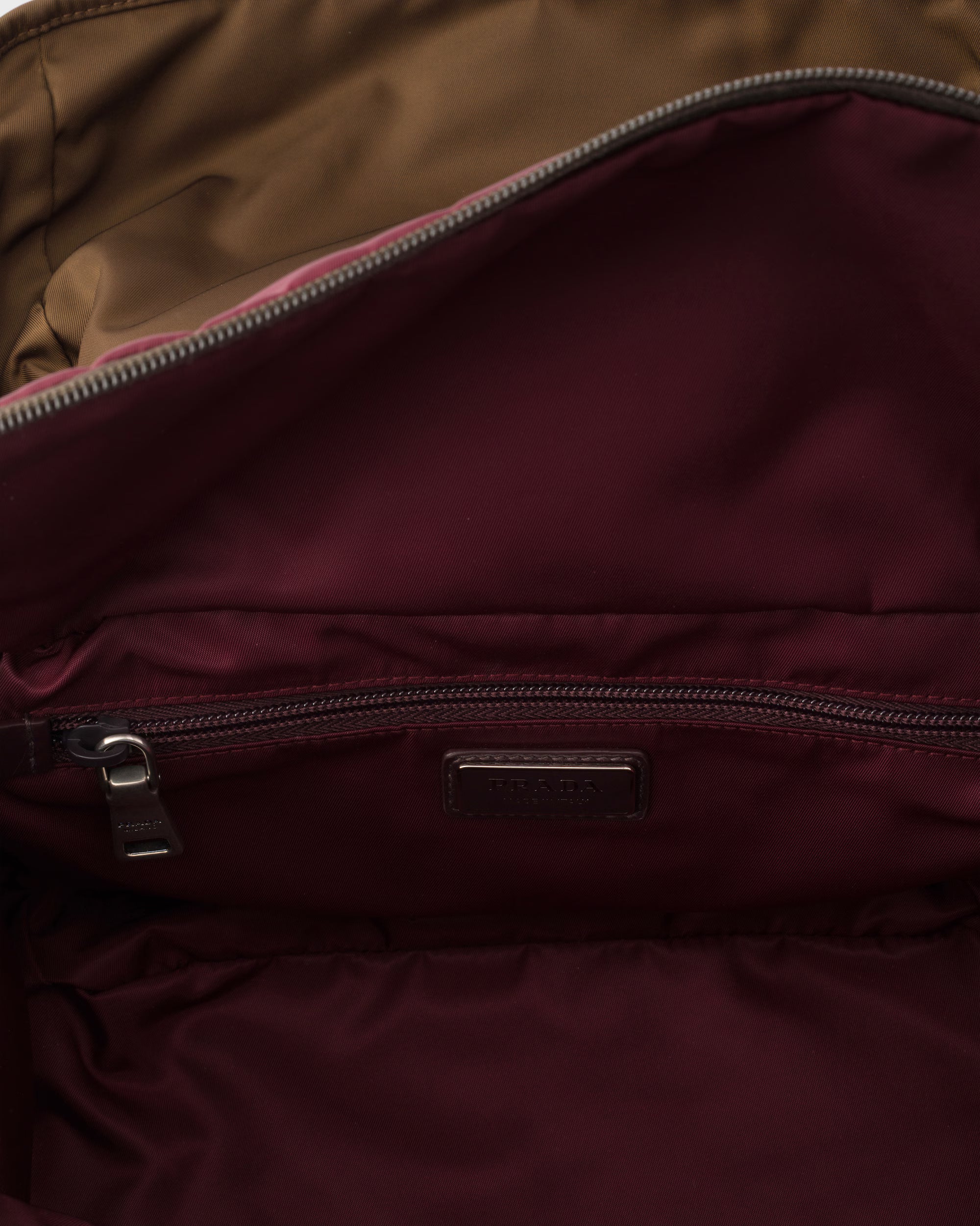 Re-Nylon and leather shoulder bag