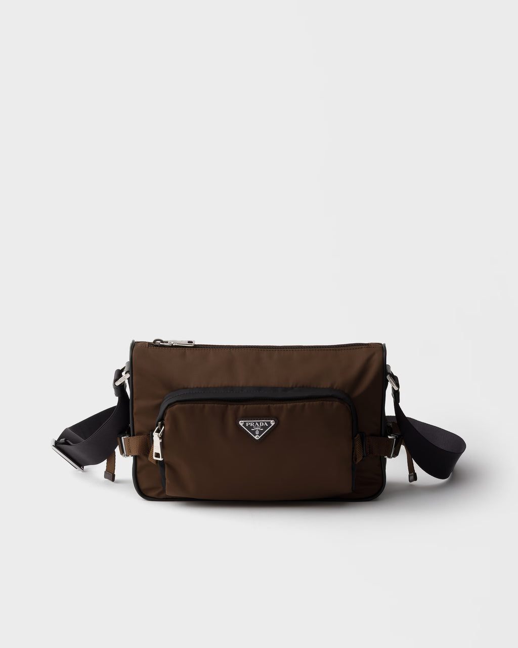 Re-Nylon and leather shoulder bag