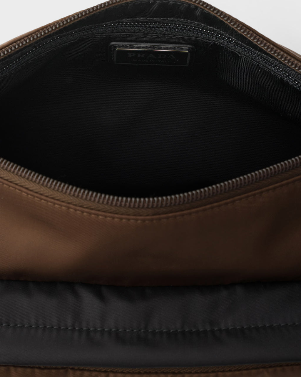 Re-Nylon and leather shoulder bag