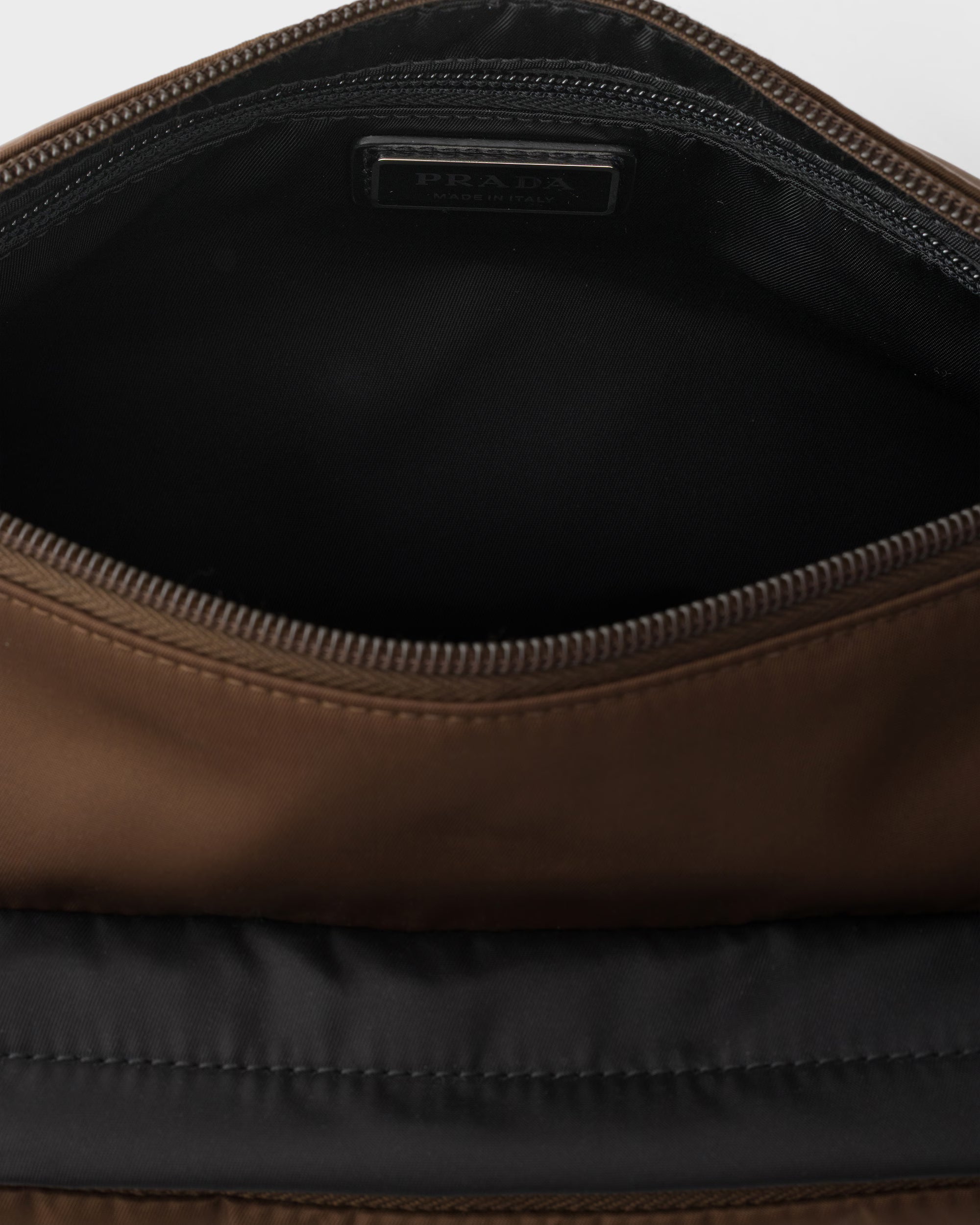 Re-Nylon and leather shoulder bag