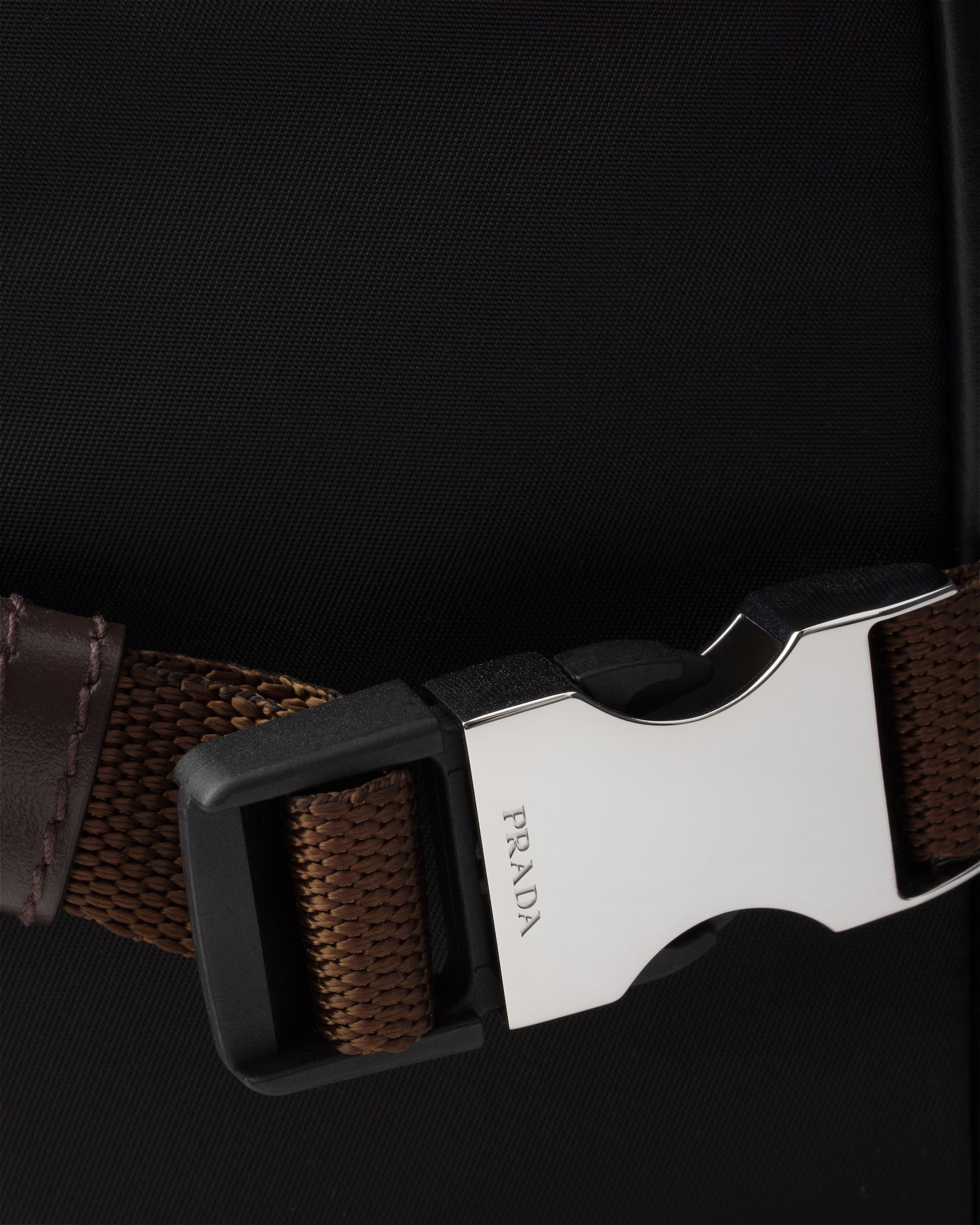 Re-Nylon and leather shoulder bag