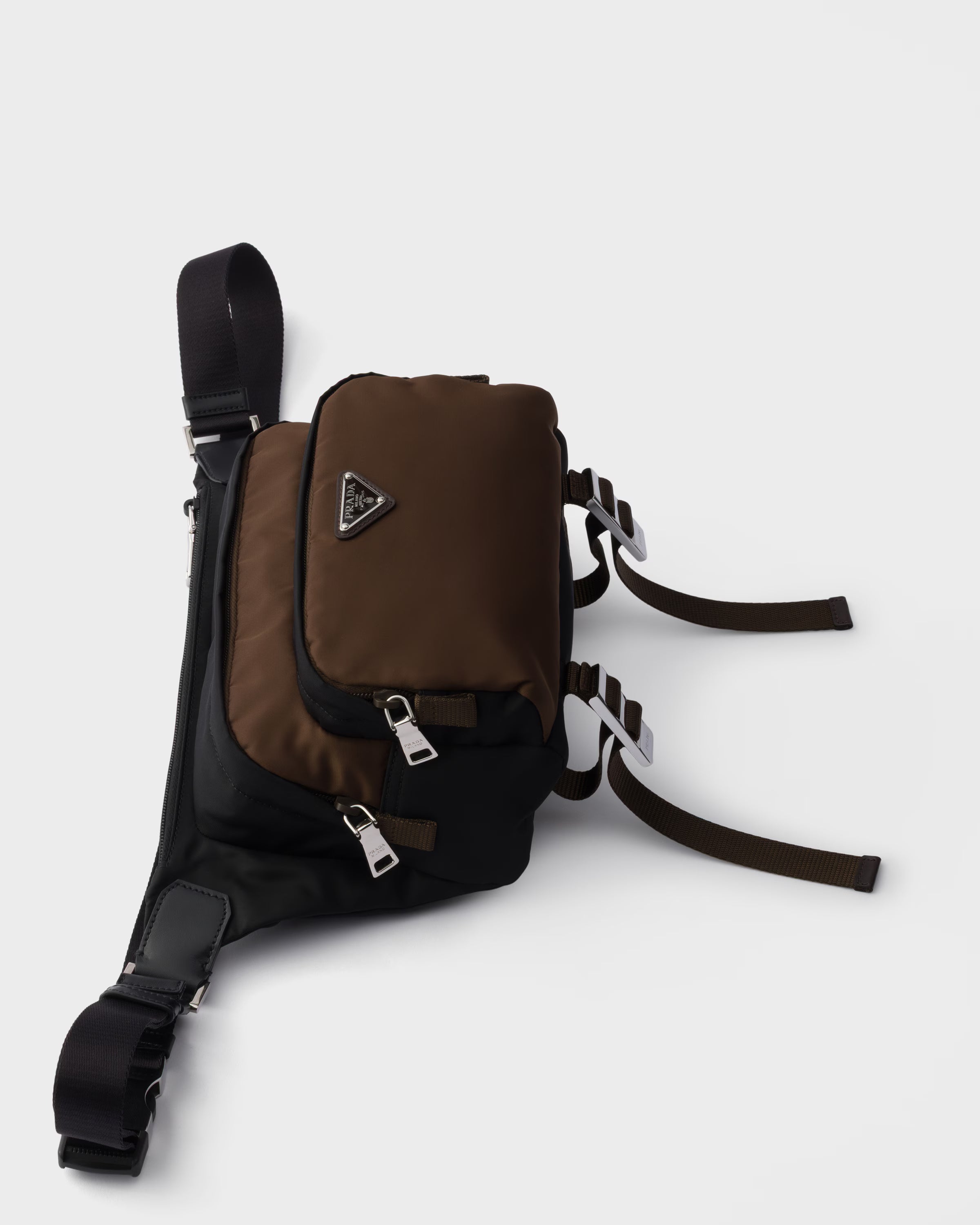 Re-Nylon and Saffiano leather shoulder bag