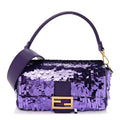 Sequin Paillettes Shiny Nappa Sex and the City Baguette Viola Purple Rain
