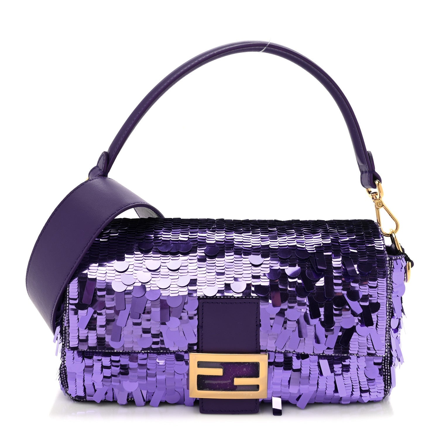 Sequin Paillettes Shiny Nappa Sex and the City Baguette Viola Purple Rain