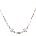 18K White Gold Diamond Mini T Smile Pendant Necklace