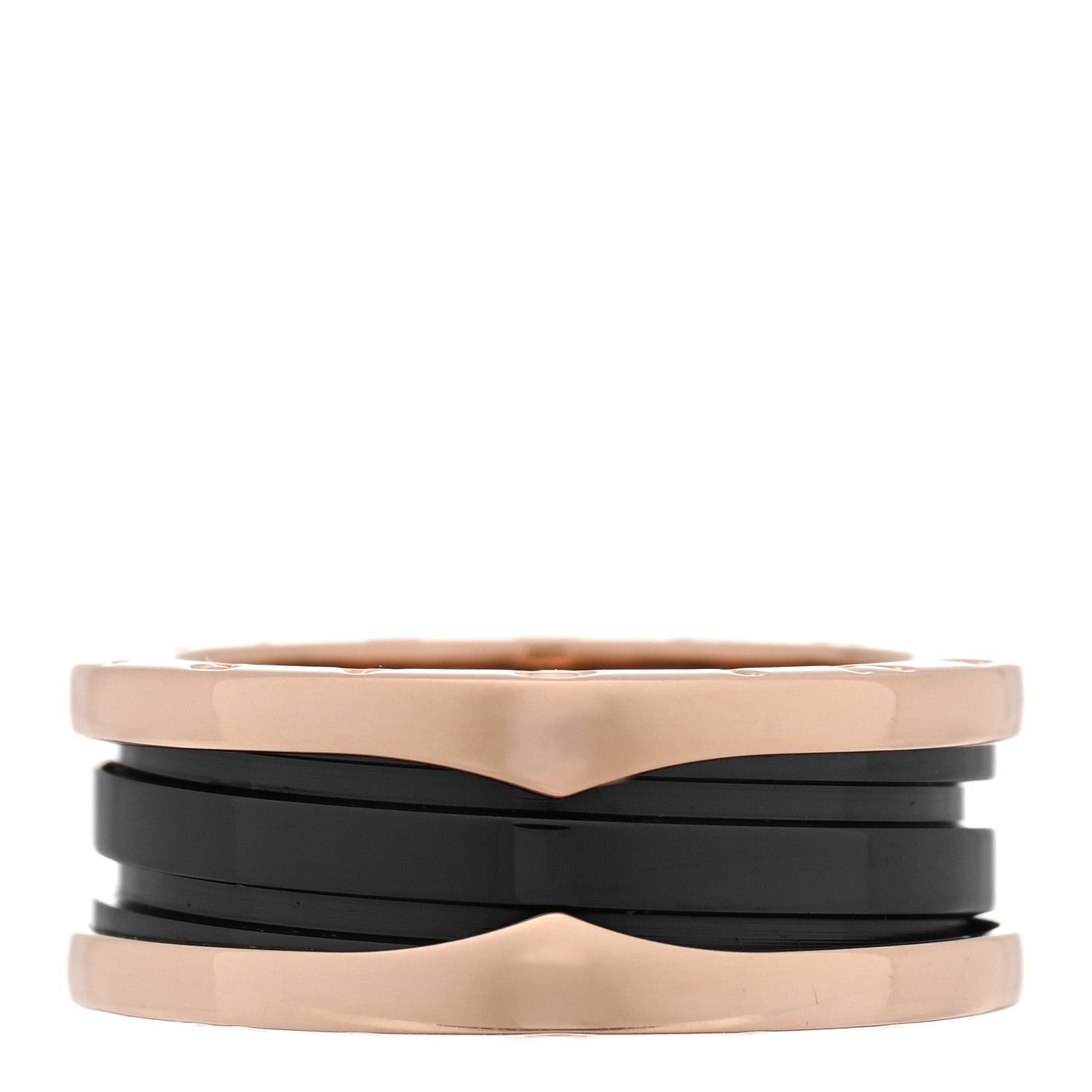 18K Rose Gold Black Ceramic B.Zero1 Two-Band Ring 56 7.5