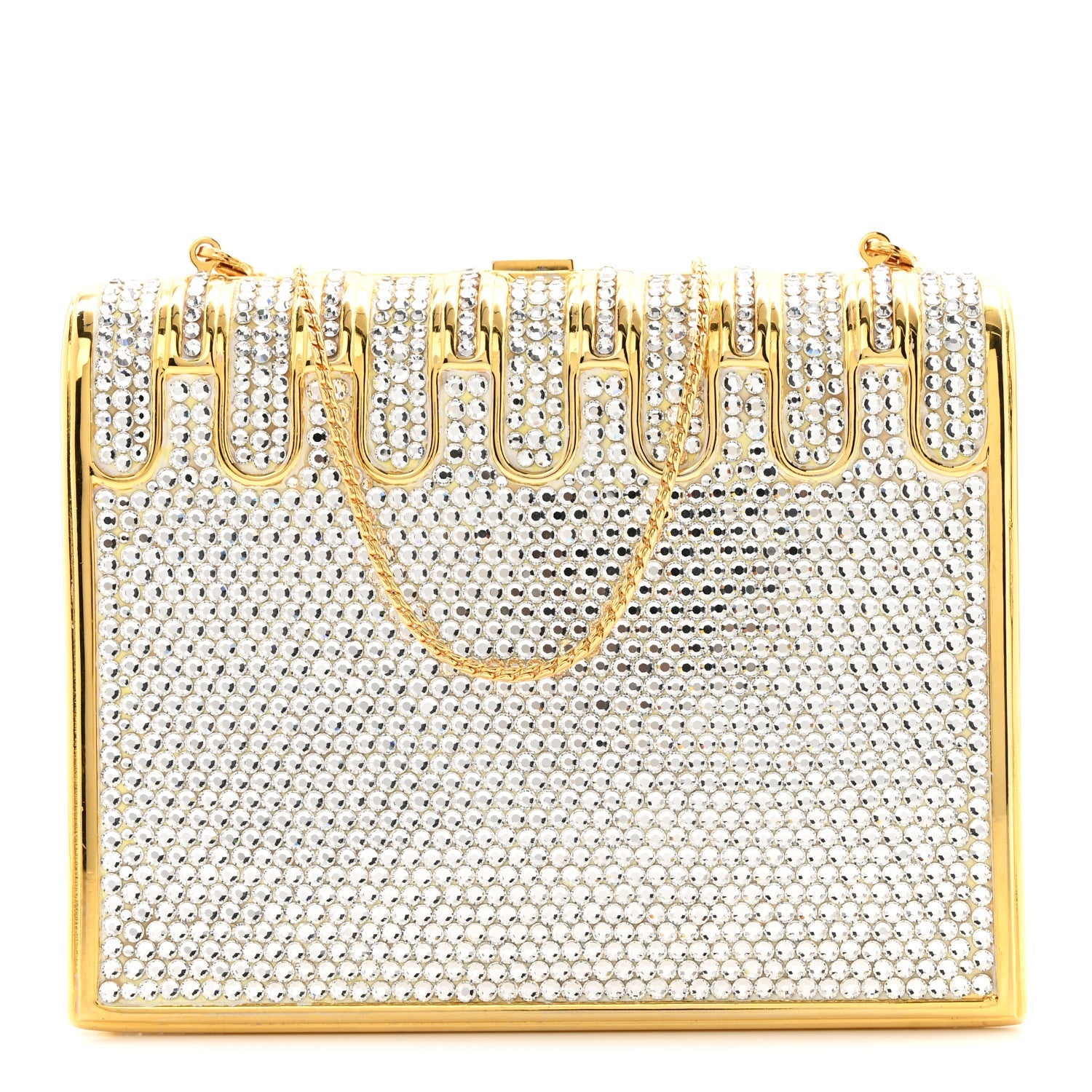 Swarovski Crystal Minaudiere Clutch Gold Silver