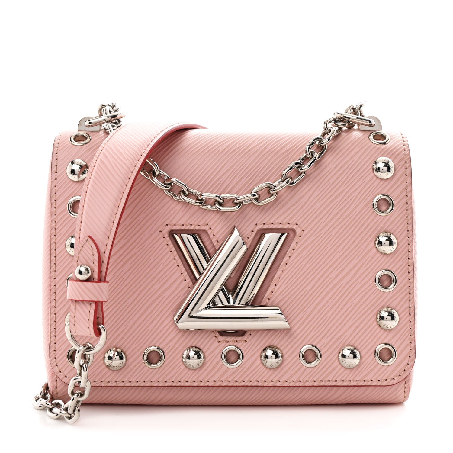 Epi Studded Twist Shoulder Bag PM Rose Ballerine