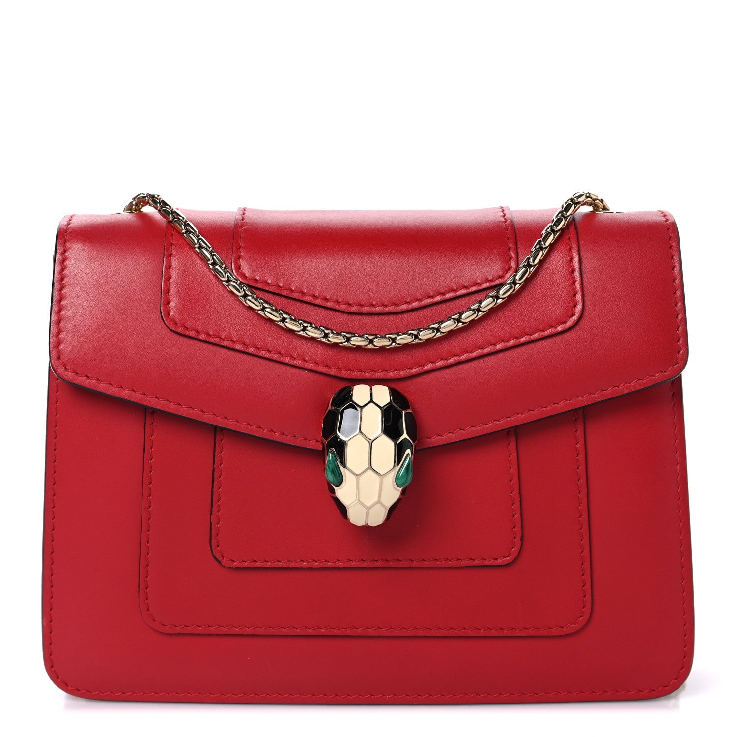 Calfskin Small Serpenti Forever Snake Strap Crossbody Bag Red