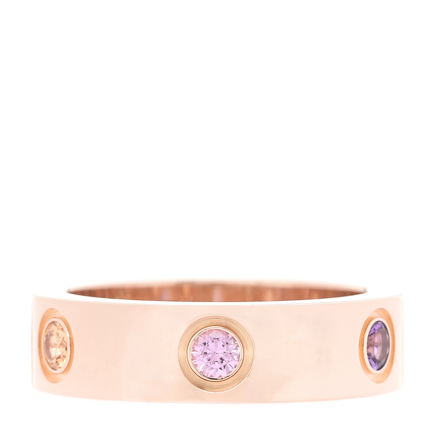 18K Pink Gold Sapphire Garnet Amethyst 5.5mm LOVE Ring 53 6.5