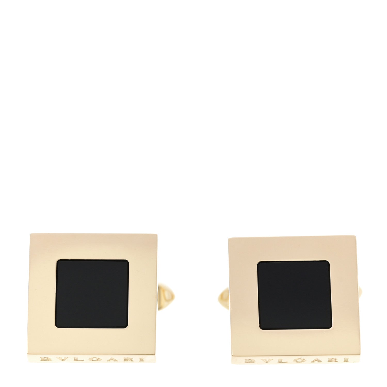 18K Yellow Gold Black Onyx Square Cufflinks