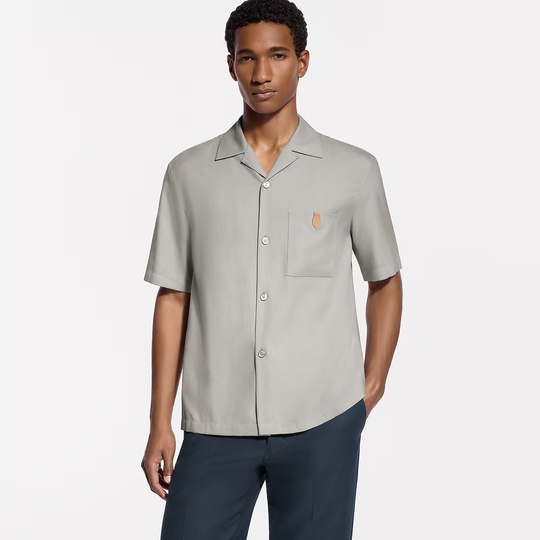 Short-Sleeved Silk, Cotton And Cashmere-Blend Open Collar Shirt