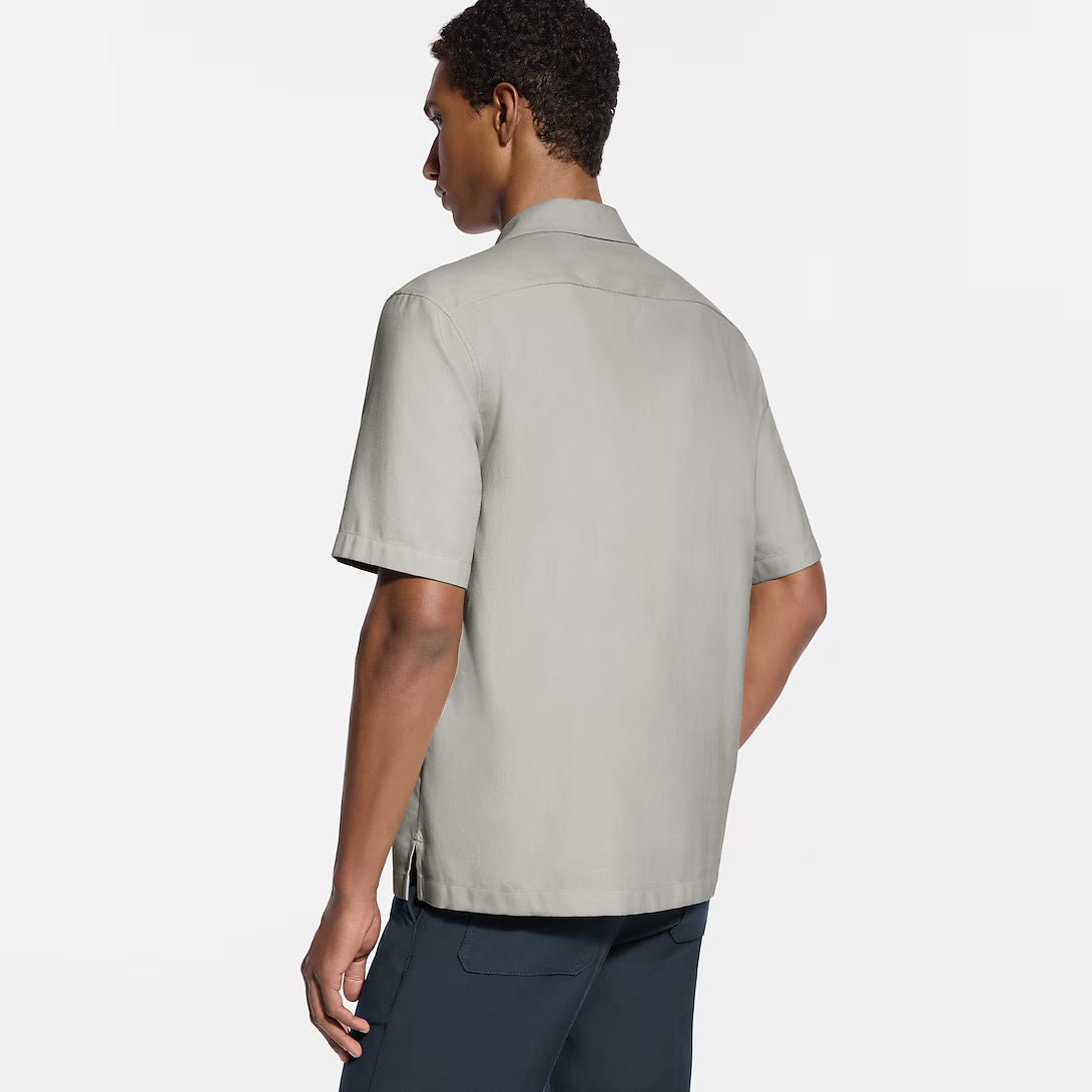 Short-Sleeved Silk, Cotton And Cashmere-Blend Open Collar Shirt