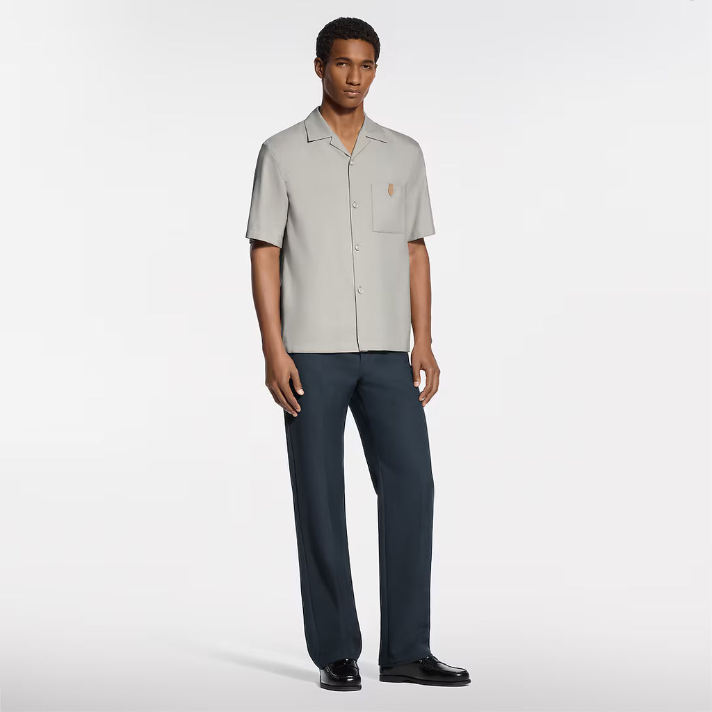 Short-Sleeved Silk, Cotton And Cashmere-Blend Open Collar Shirt