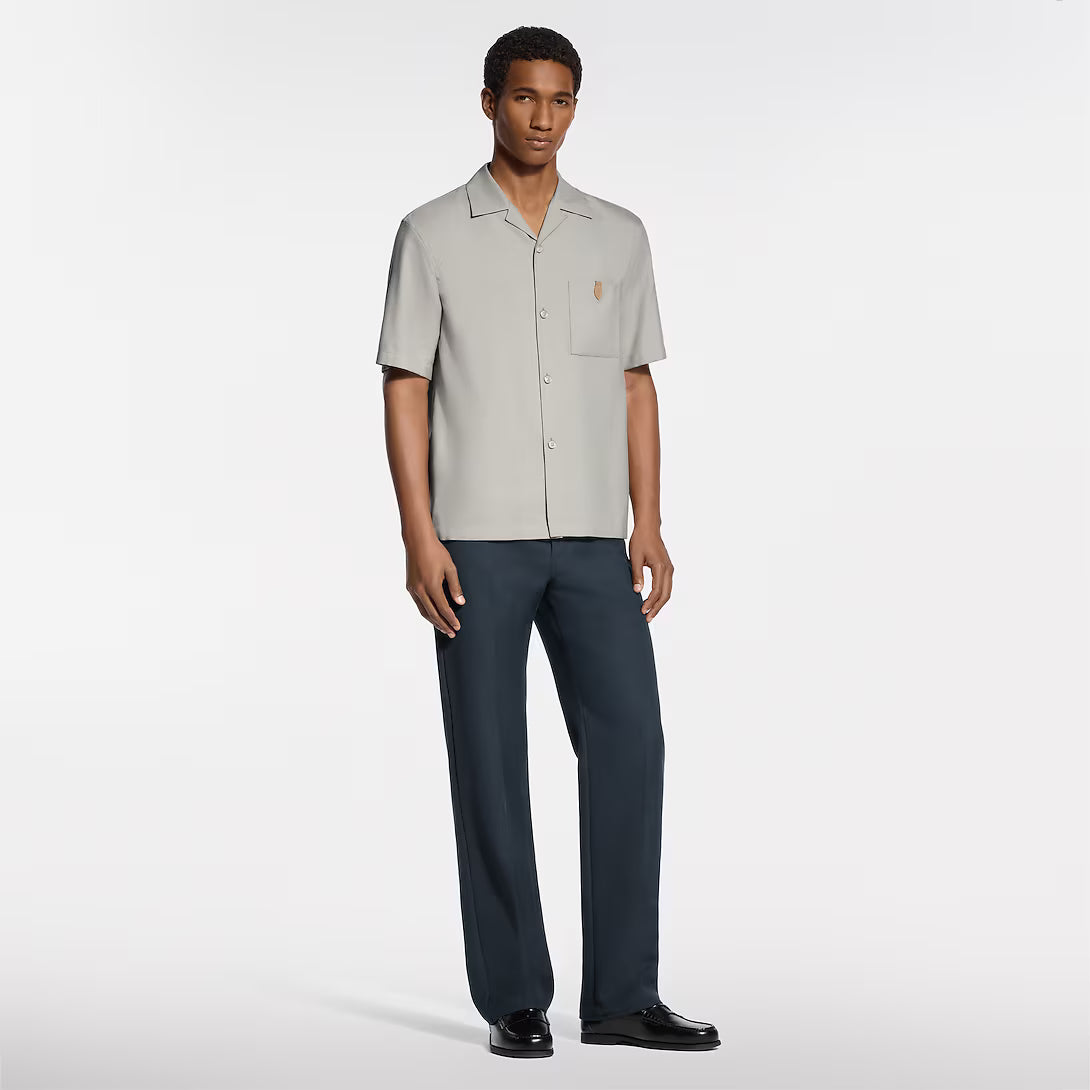 Short-Sleeved Silk, Cotton And Cashmere-Blend Open Collar Shirt