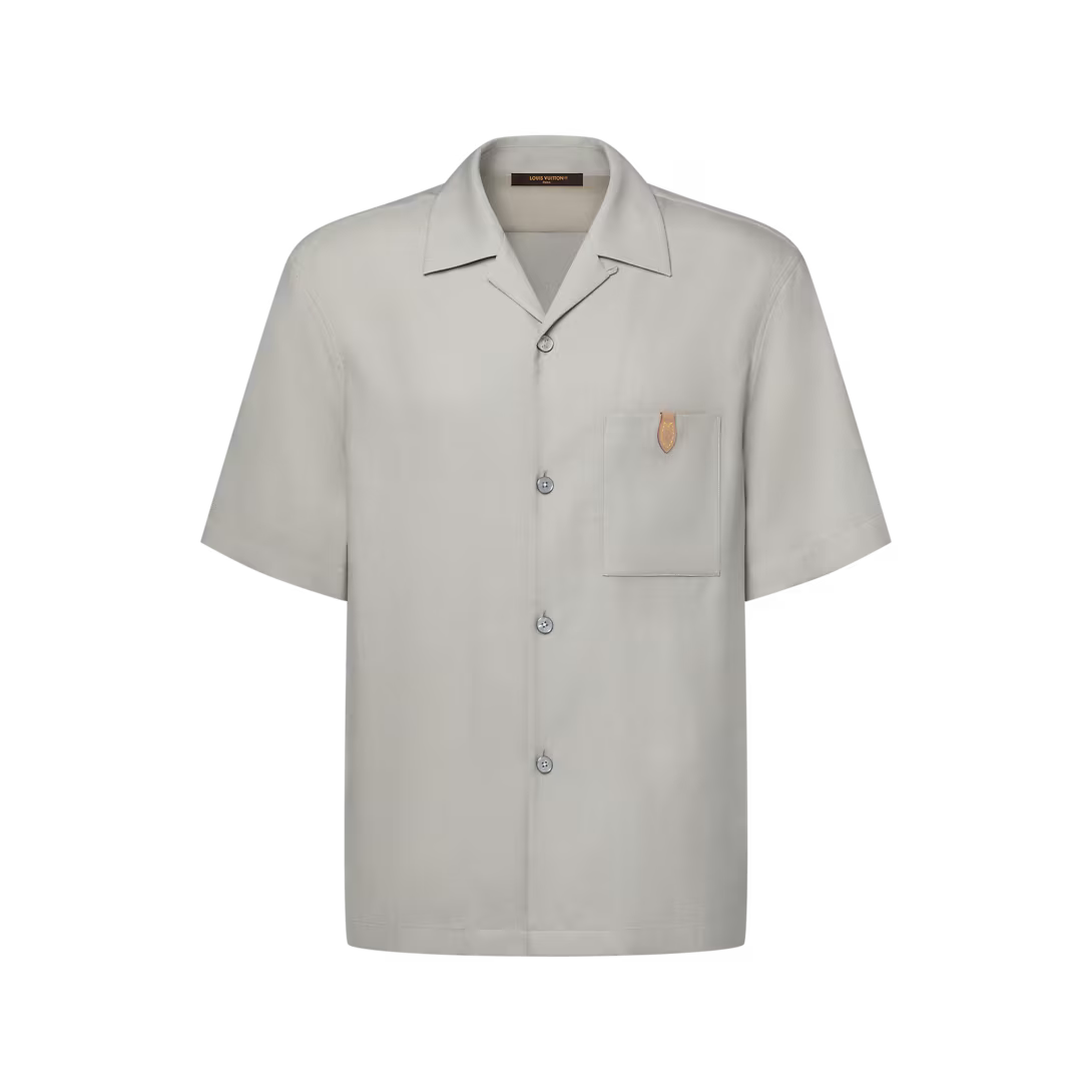 Short-Sleeved Silk, Cotton And Cashmere-Blend Open Collar Shirt