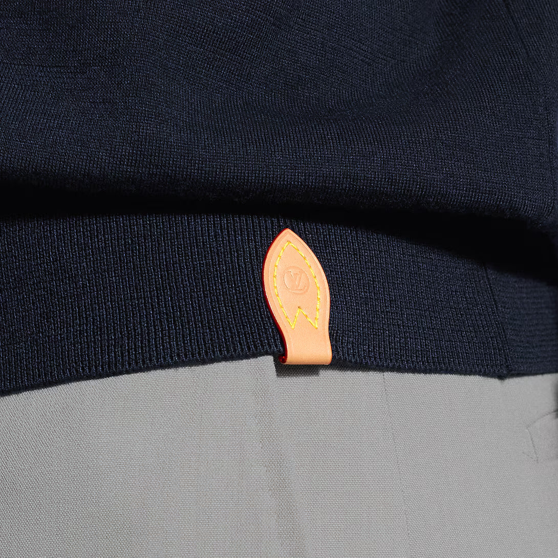 Wool-Silk Blend Long-Sleeved Polo Shirt