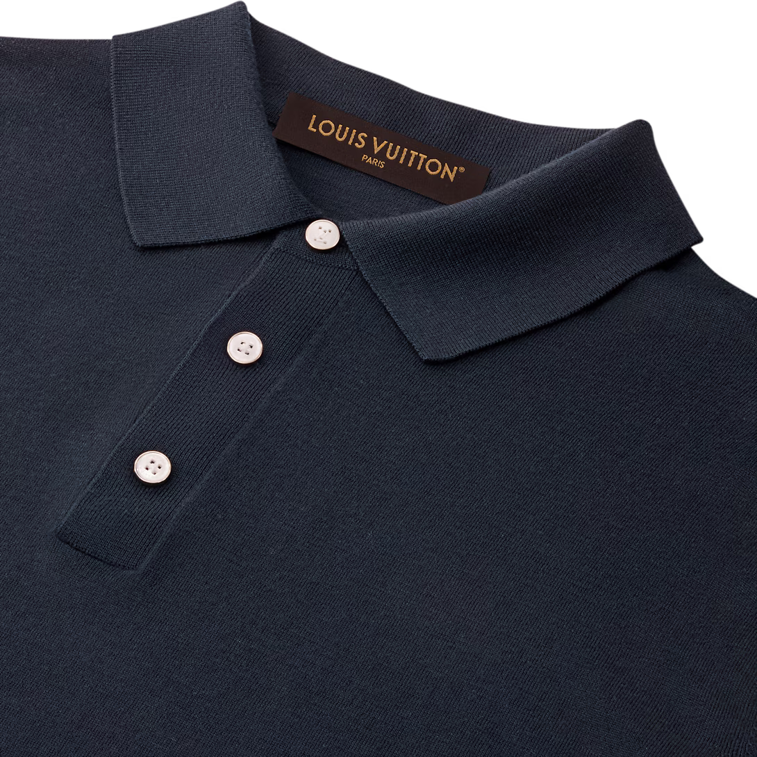 Wool-Silk Blend Long-Sleeved Polo Shirt