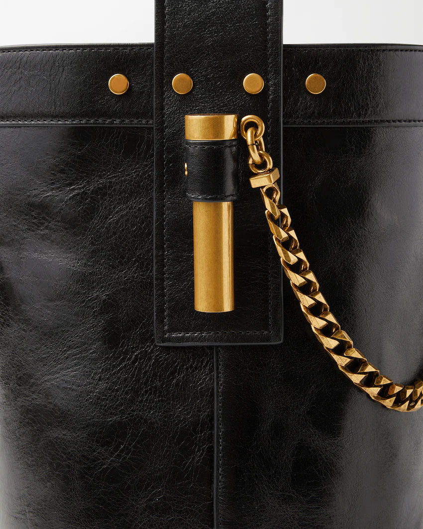 Versace Pivot Small Leather Bucket Bag