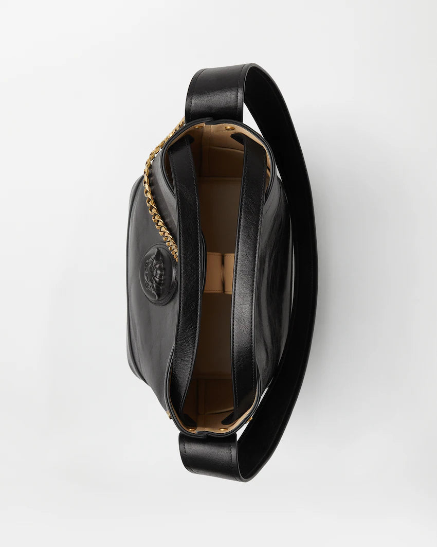 Versace Pivot Small Leather Bucket Bag