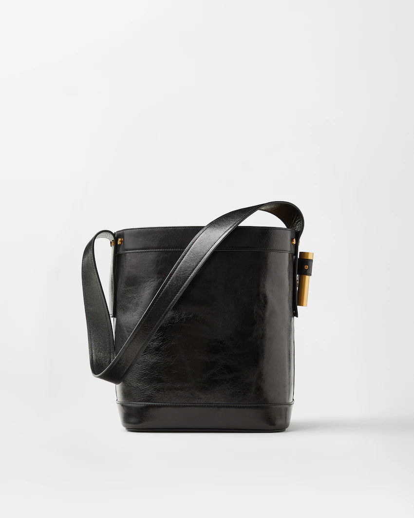 Versace Pivot Small Leather Bucket Bag